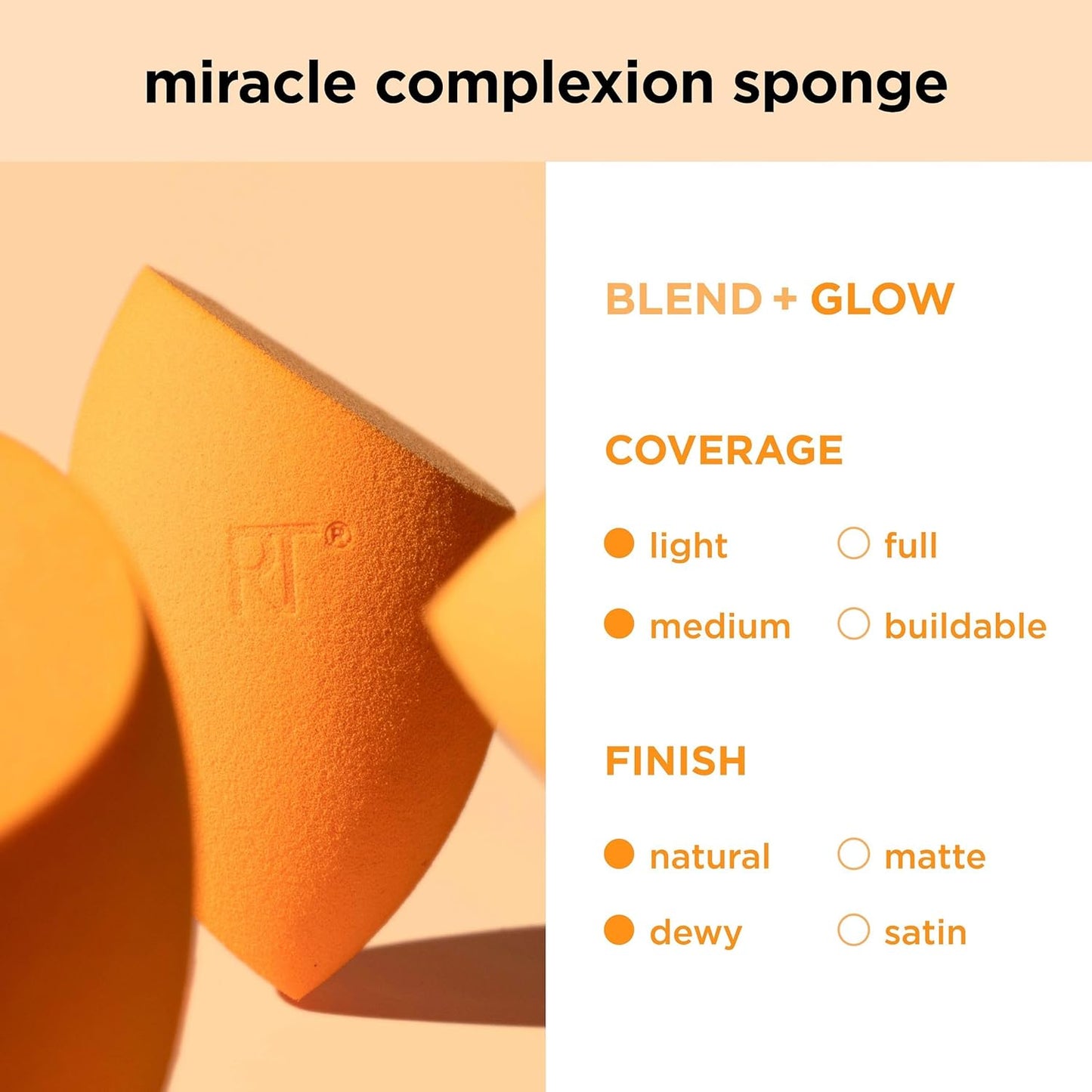 Miracle Complexion Sponge 4 Pack Set, Makeup Blending Sponge for Liquid & Cream Foundation, Buildable Coverage, Natural Base, Stocking Stuffer, Cruelty- Free & Latex-Free Foam