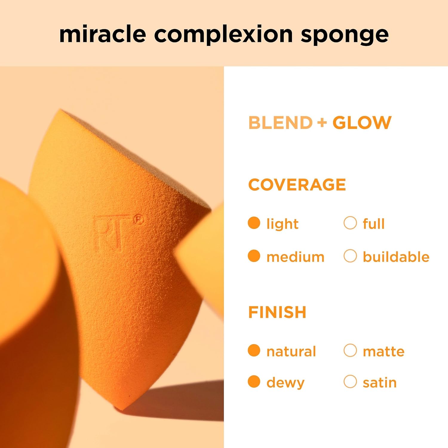 Miracle Complexion Sponge 4 Pack Set, Makeup Blending Sponge for Liquid & Cream Foundation, Buildable Coverage, Natural Base, Stocking Stuffer, Cruelty- Free & Latex-Free Foam