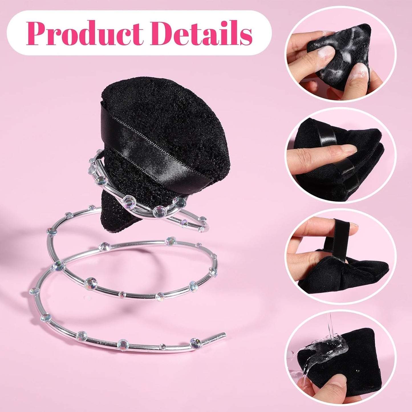 6 Pieces Powder Puff Face Soft Triangle Makeup Puff for Loose Powder Mineral Powder Body Powder Velour Cosmetic Foundation Blender Sponge Beauty Makeup Tools(Black)