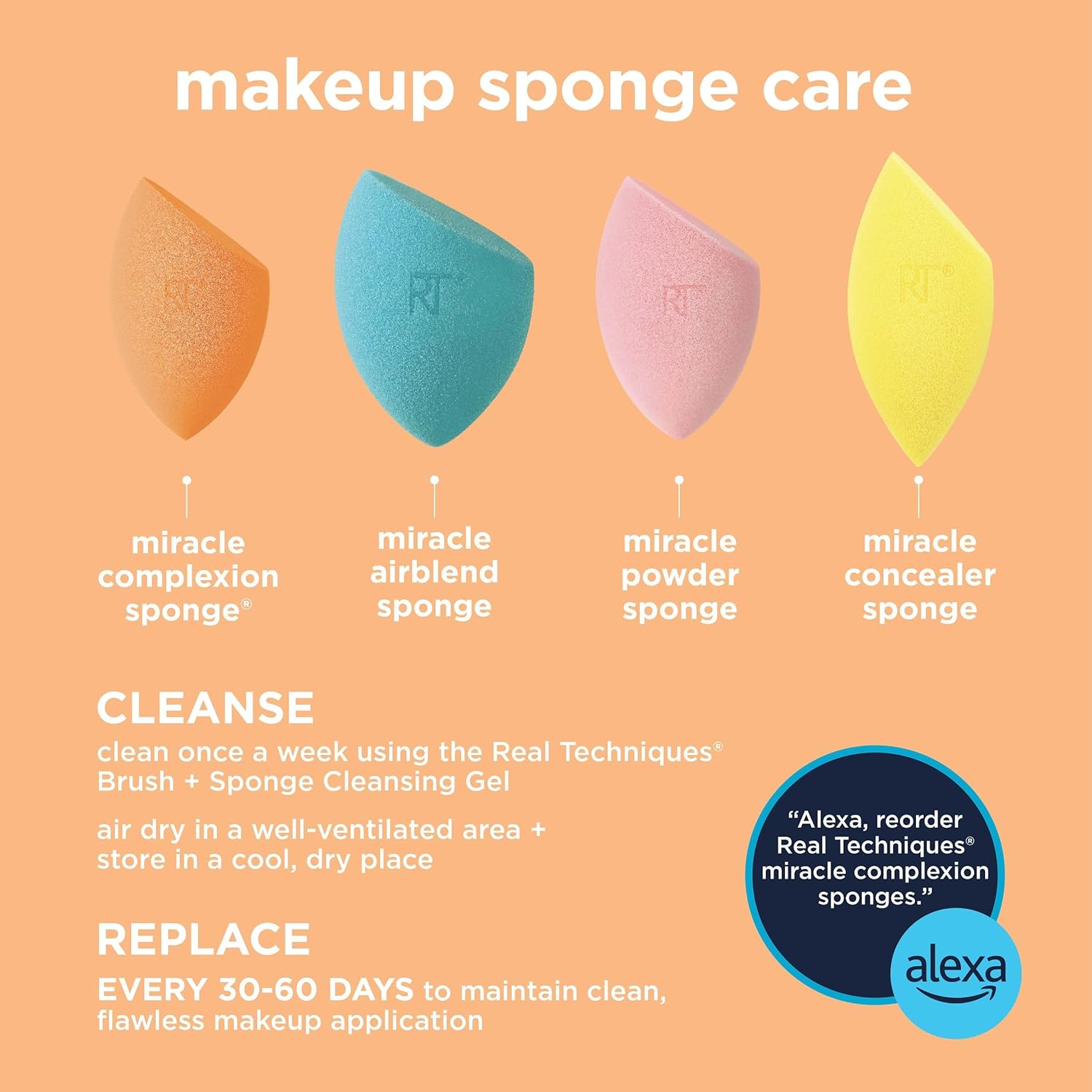 Miracle Complexion Sponge 4 Pack Set, Makeup Blending Sponge for Liquid & Cream Foundation, Buildable Coverage, Natural Base, Stocking Stuffer, Cruelty- Free & Latex-Free Foam