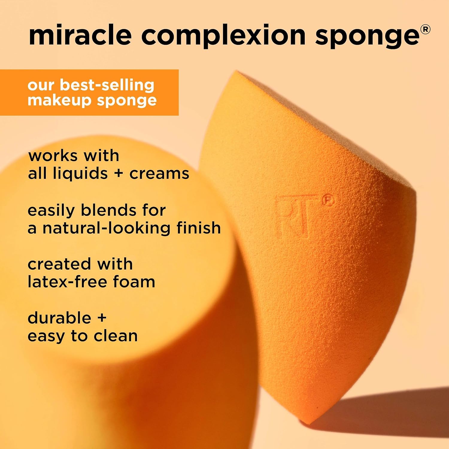 Miracle Complexion Sponge 4 Pack Set, Makeup Blending Sponge for Liquid & Cream Foundation, Buildable Coverage, Natural Base, Stocking Stuffer, Cruelty- Free & Latex-Free Foam