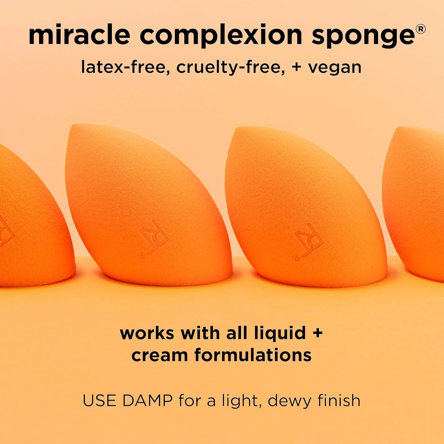 Miracle Complexion Sponge 4 Pack Set, Makeup Blending Sponge for Liquid & Cream Foundation, Buildable Coverage, Natural Base, Stocking Stuffer, Cruelty- Free & Latex-Free Foam