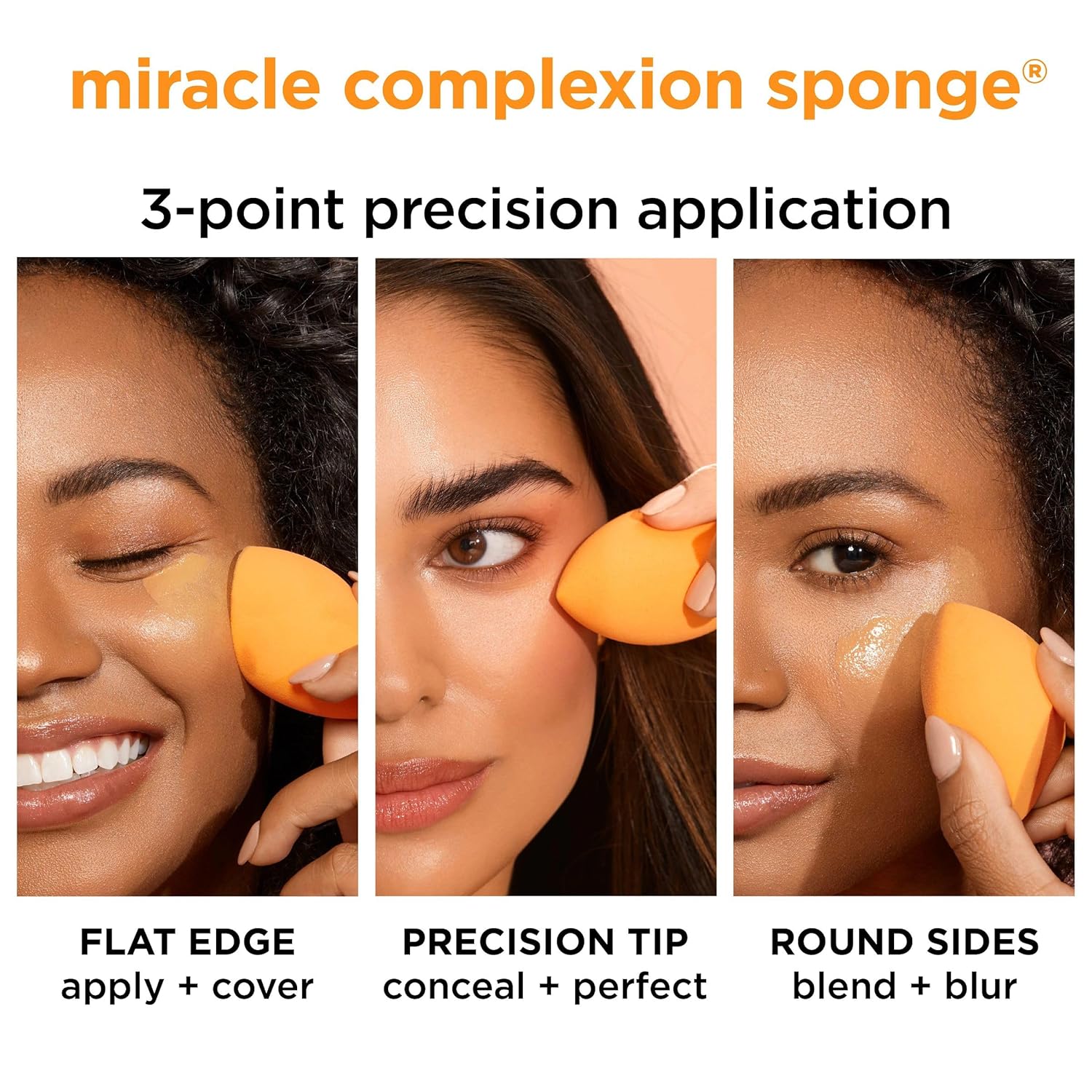 Miracle Complexion Sponge 4 Pack Set, Makeup Blending Sponge for Liquid & Cream Foundation, Buildable Coverage, Natural Base, Stocking Stuffer, Cruelty- Free & Latex-Free Foam